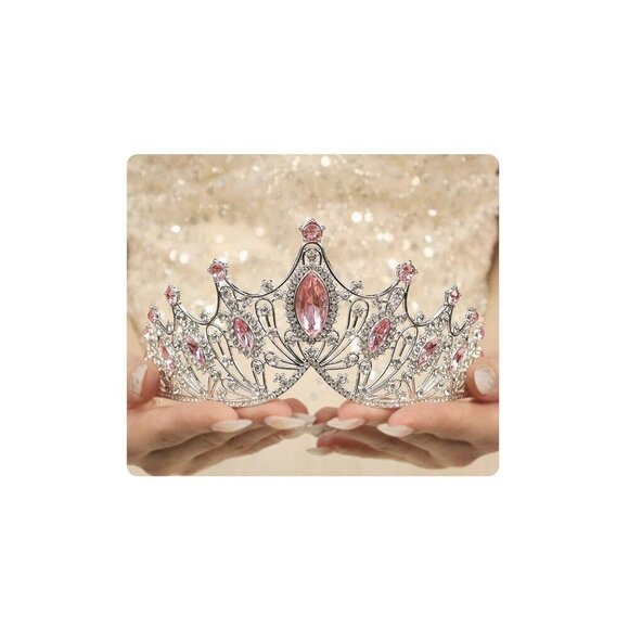 Accessories - Rhinestone Crystal Tiara Crown Women Silver Bridal Hair Accessory Elegant Prince